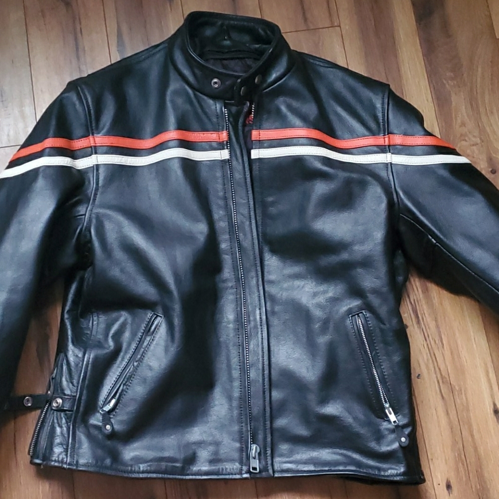 Heavy leather biker jacket